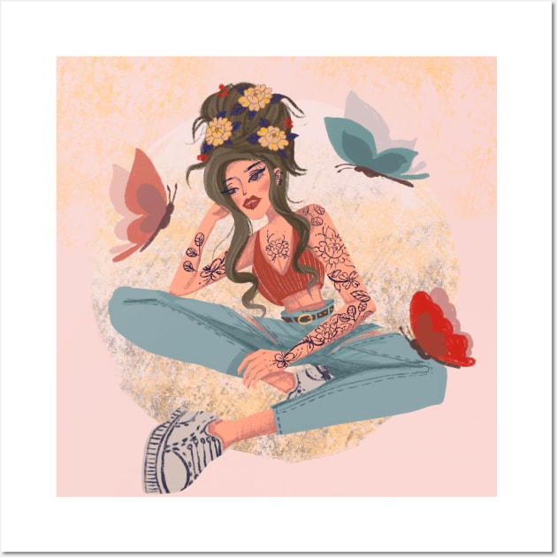 Cool tattoo girl Wall Art by MAGLISHNIMA